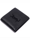 Men's Monogram Crocodile Leather Half Wallet Black - SAINT LAURENT - BALAAN 6