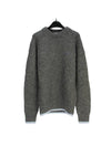 Men's MK Patch Oversized Alpaca Wool Knit Top Grey Melange - MAISON KITSUNE - BALAAN 1