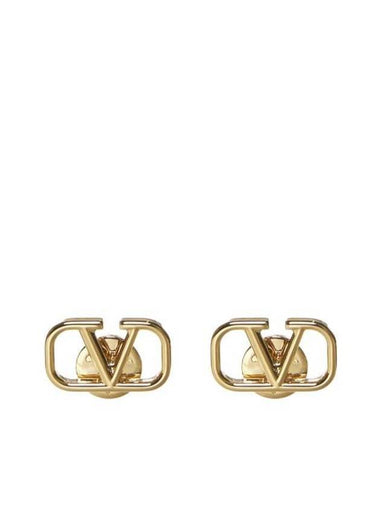 V Logo Earrings Gold - VALENTINO - BALAAN 1