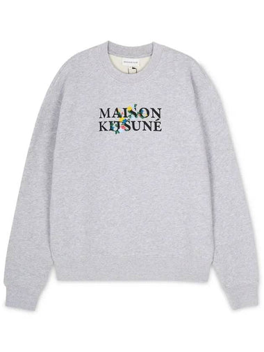 Men's Logo Print Light Gray Melan Sweatshirt LM00308KM0307 LGM - MAISON KITSUNE - BALAAN 1