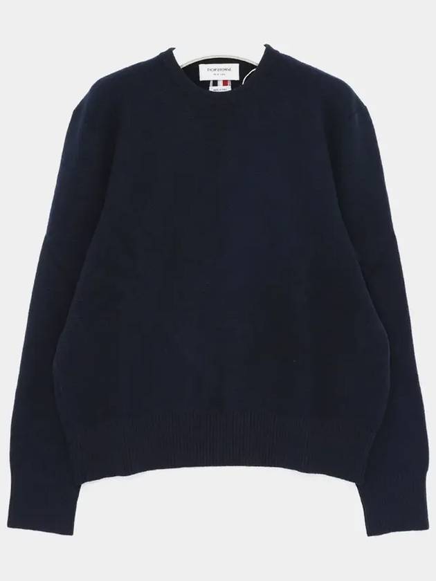 Arm Band Merino Wool Pique Knit Top Navy - THOM BROWNE - BALAAN 4