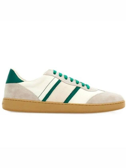 Gancini Suede Fabric Low Top Sneakers White Green - SALVATORE FERRAGAMO - BALAAN 2