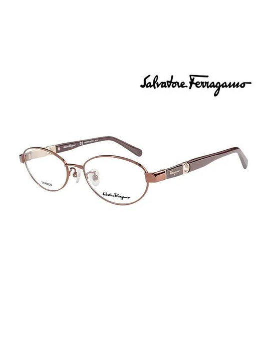 Eyewear Oval Titanium Eyeglasses Shiny Brown - SALVATORE FERRAGAMO - BALAAN 1