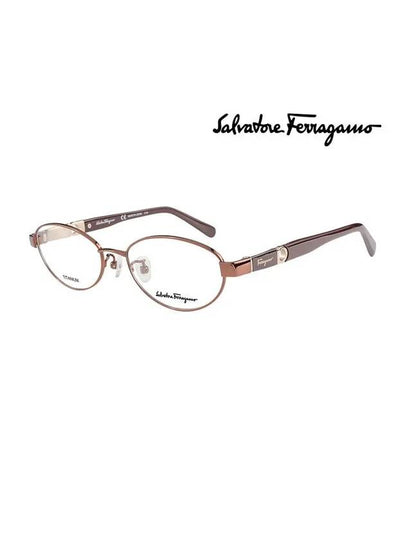 Eyewear Oval Titanium Eyeglasses Shiny Brown - SALVATORE FERRAGAMO - BALAAN 2