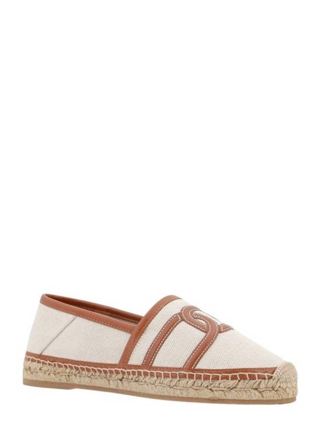 Kate Canvas Leather Espadrilles Shoes Beige - TOD'S - BALAAN 3