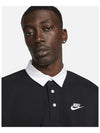 Club Fleece Long Sleeve Polo Shirt Black - NIKE - BALAAN 4