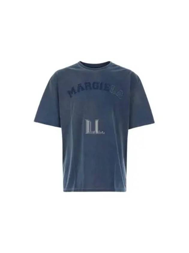 Logo Heavy Jersey Short Sleeve T-Shirt Blue - MAISON MARGIELA - BALAAN 2