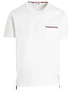 Men's Medium Weight Jersey Tipped Pocket Crewneck Short Sleeve T-Shirt White - THOM BROWNE - BALAAN 2