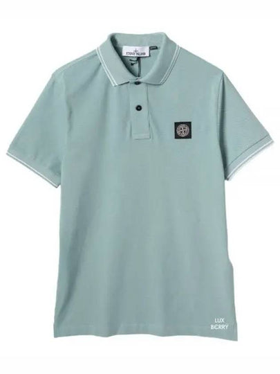 Men's Logo Patch Lining Short Sleeve Polo Shirt Sky Blue - STONE ISLAND - BALAAN 2