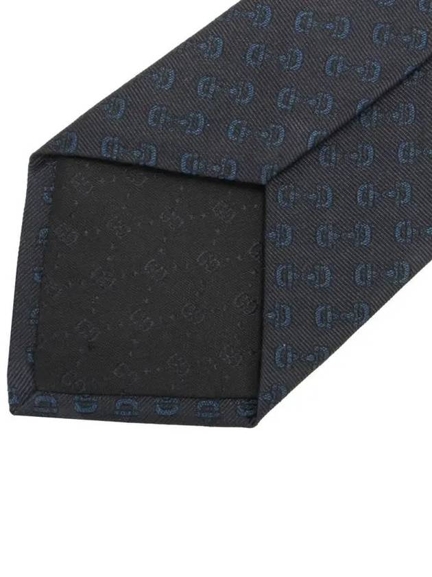 Horsebit Silk Jacquard Tie Navy - GUCCI - BALAAN 5