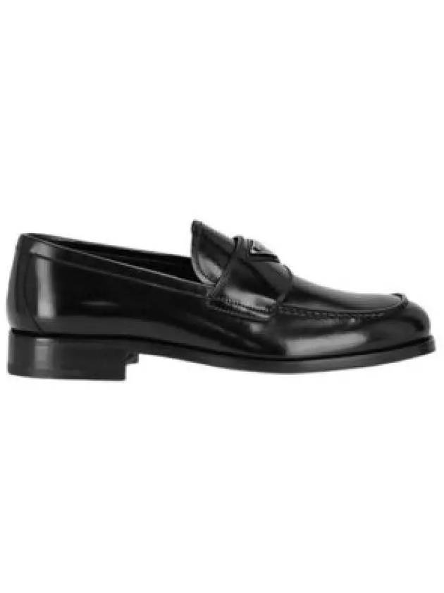 Men's Triangle Logo Leather Loafers Black - PRADA - BALAAN 2