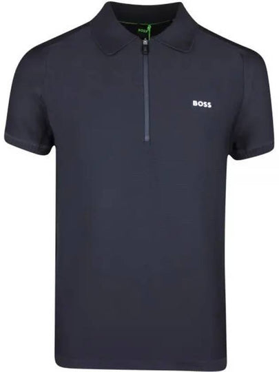 Jayno Zipper Neck PK Shirt Navy - HUGO BOSS - BALAAN 2