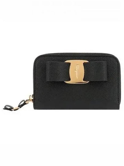 Vara Bow Zipper Card Wallet Black - SALVATORE FERRAGAMO - BALAAN 2