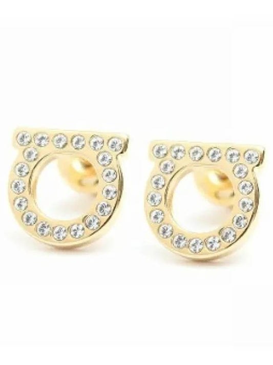 Gancini Crystal Small Earrings Gold - SALVATORE FERRAGAMO - BALAAN 2