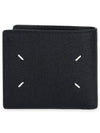 Stitched Bifold Leather Half Wallet Black - MAISON MARGIELA - BALAAN 3