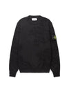 Soft Cotton Crewneck Knit Sweatshirt Black - STONE ISLAND - BALAAN 2