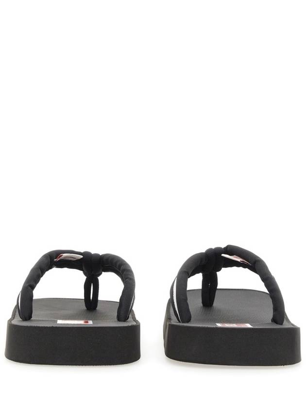 Men's Setta Logo Patch Nylon Flip Flops Black - KENZO - BALAAN 4