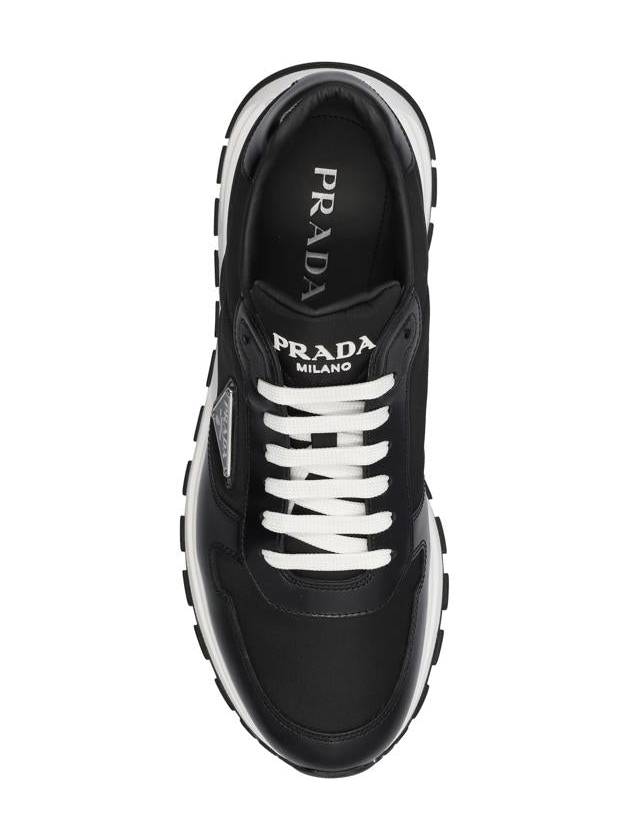 Prax 01 Re-Nylon Brushed Leather Low-Top Sneakers Black - PRADA - BALAAN 5