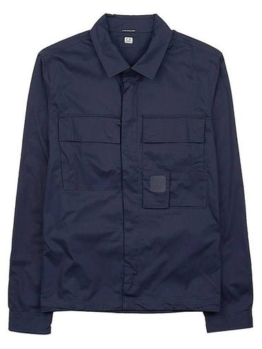 Metropolis Series Gabardine Pocket Long Sleeve Shirt Navy - CP COMPANY - BALAAN 1