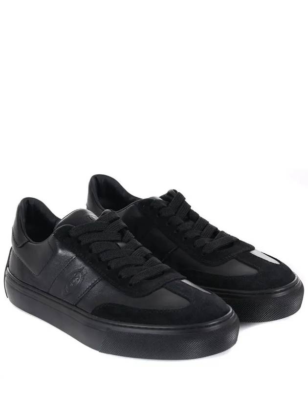 Round Toe Leather Low Top Sneakers Black - TOD'S - BALAAN 3