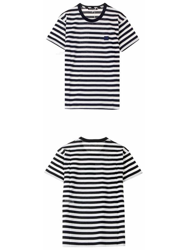 Face Patch Striped Short Sleeve T-Shirt Navy - ACNE STUDIOS - BALAAN 5