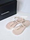 Markdown CC Logo Crystal Strap Sandals Beige 37 5 G39728 - CHANEL - BALAAN 2