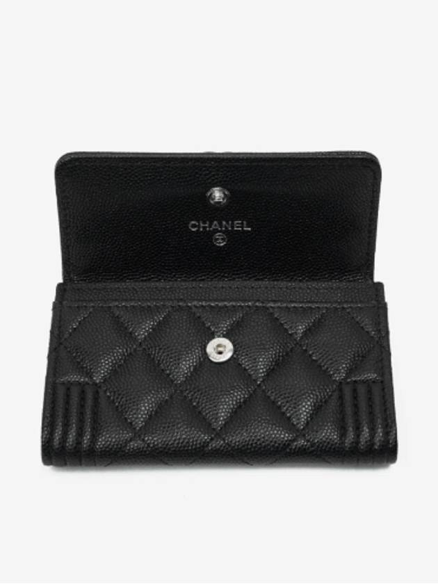 Boy  Flap Card Holder Grained Calfskin Ruthenium Black - CHANEL - BALAAN 3