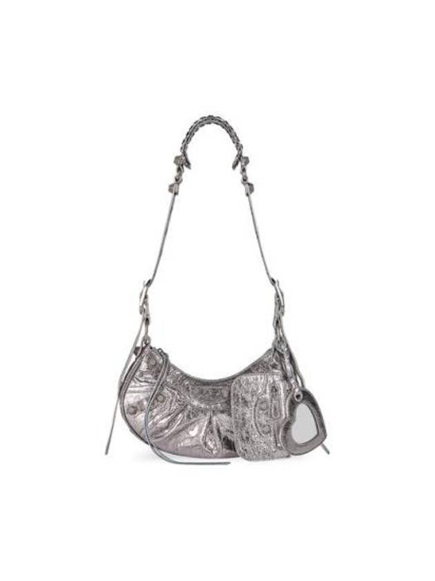 Metallic Le Cagol XS Lambskin Shoulder Bag Dark Silver - BALENCIAGA - BALAAN 8