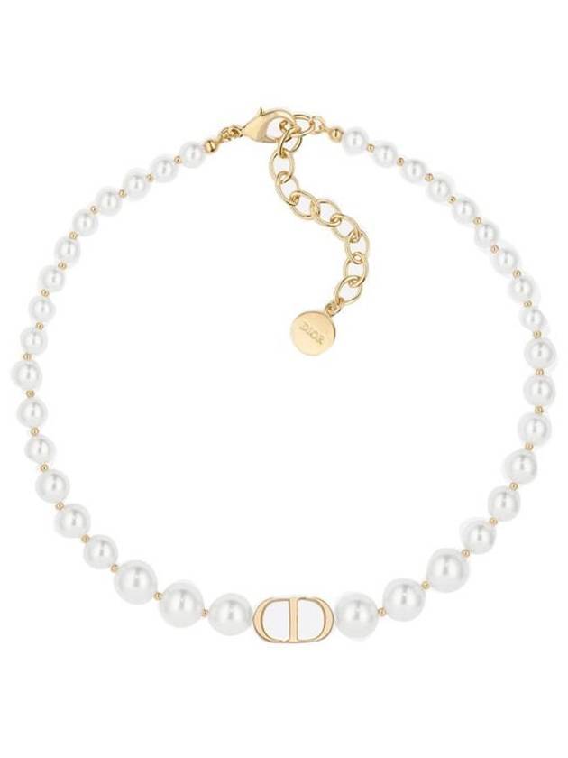 CD Logo 30 Montaigne Pearl Choker Necklace Gold - DIOR - BALAAN 1