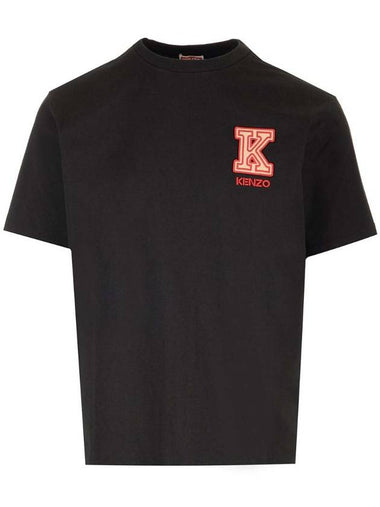 K Crest Cotton Short Sleeve T-Shirt Black - KENZO - BALAAN 1