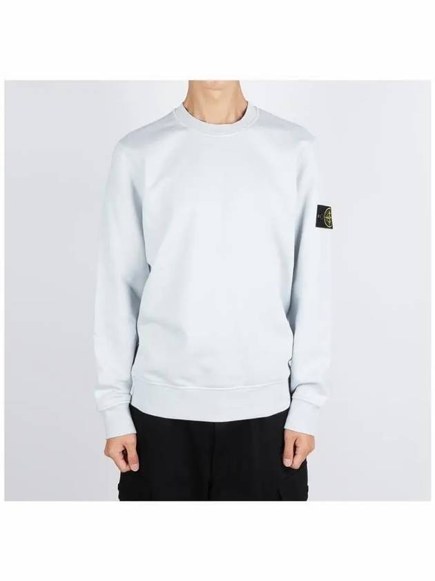 Organic Cotton Fleece Sweatshirt Sky Blue - STONE ISLAND - BALAAN 3