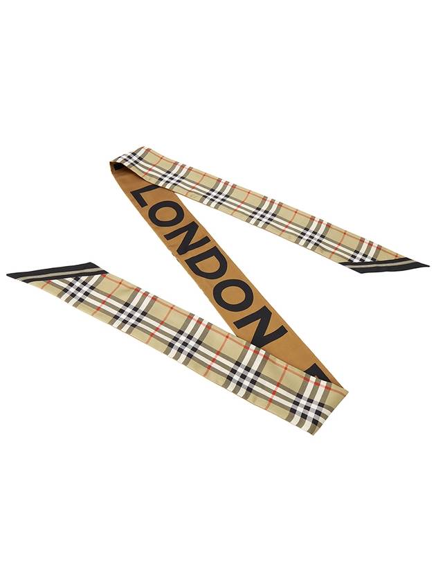 Vintage Check Logo Print Silk Skinny Reversible Scarf Archive Beige - BURBERRY - BALAAN 4