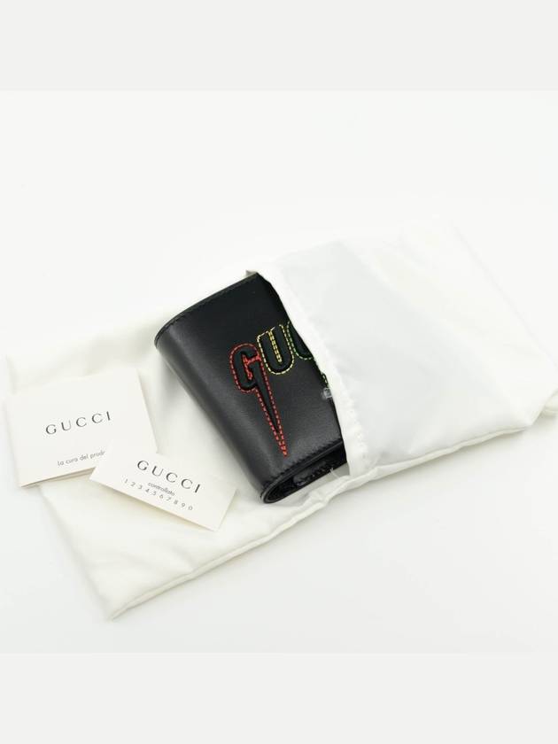 Blade Embroidery Half Wallet Black - GUCCI - BALAAN 7