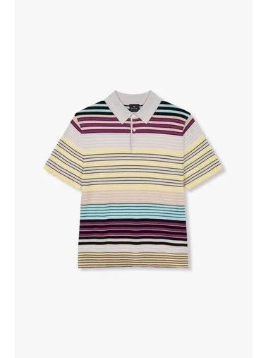 Sseudday Max PS Stripe Wool Polo Knit Light Gray - PAUL SMITH - BALAAN 1