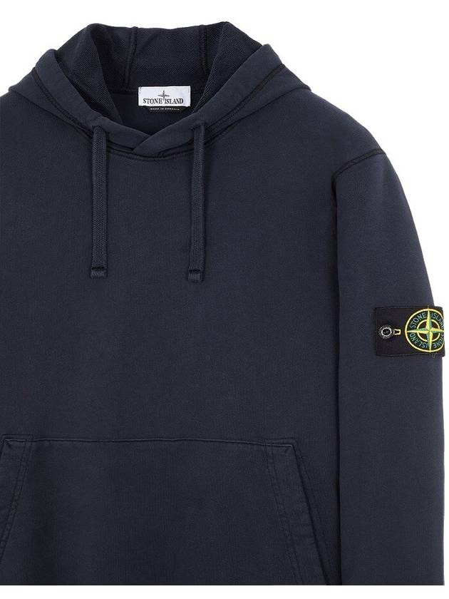 Logo Patch Drawstring Hoodie Navy - STONE ISLAND - BALAAN 4