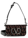 Toile Iconographe Fabric Leather Shoulder Bag Brown - VALENTINO - BALAAN 3