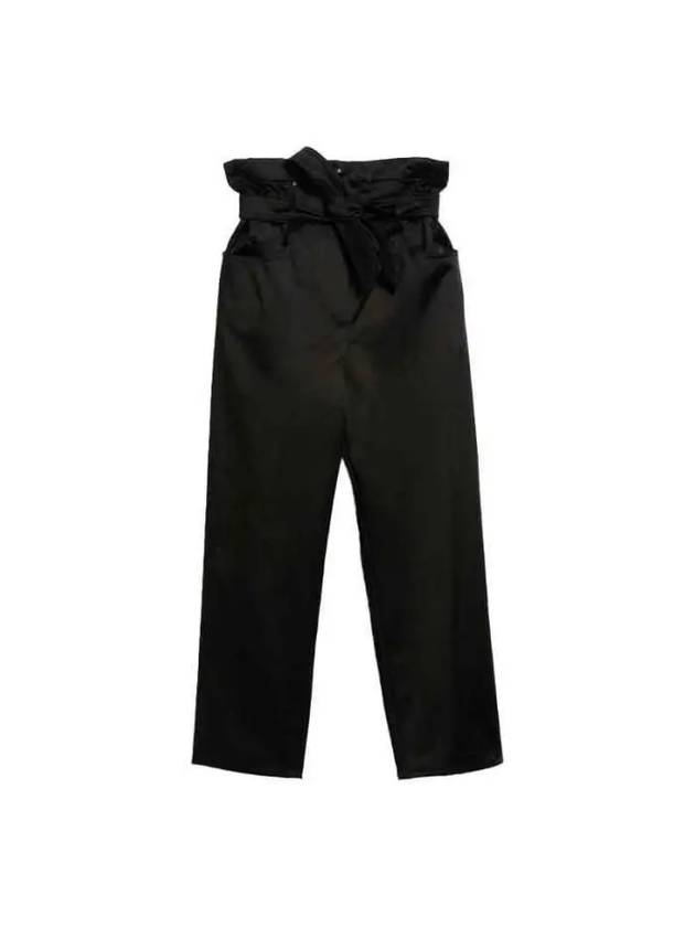 Belted Satin Straight Pants Nero - MAX MARA - BALAAN 2