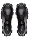 Men's Brushed Leather Monolith Lace-Up Derby Shoes Black - PRADA - BALAAN.