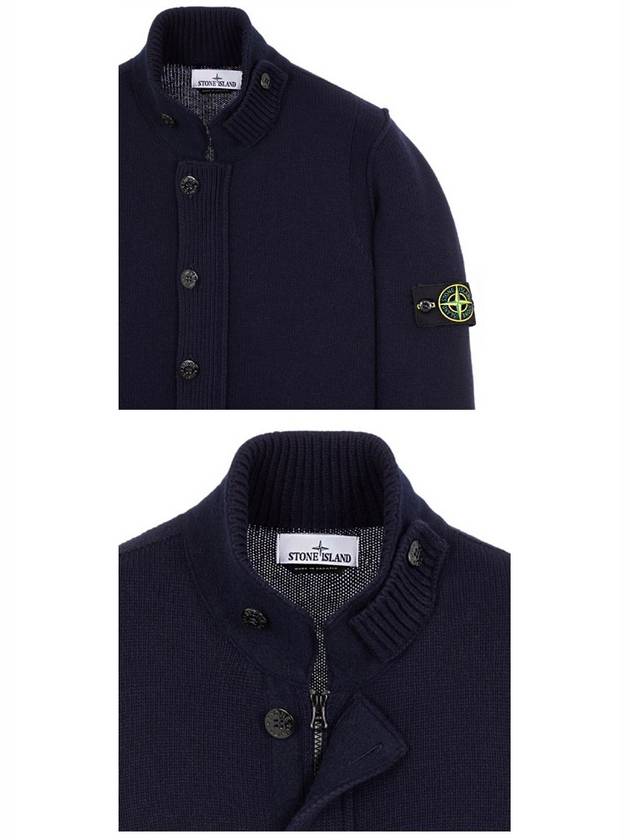 Wappen High Neck Button Up Wool Cardigan Navy - STONE ISLAND - BALAAN 6