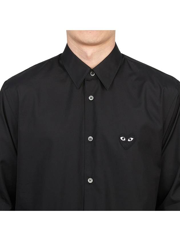 Heart Patch Poplin Long Sleeve Shirt Black - COMME DES GARCONS PLAY - BALAAN 6