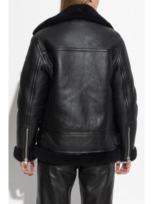 Solar Oversized Shearling Biker Jacket Black - ALLSAINTS - BALAAN 5