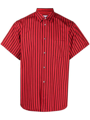 Striped Short Sleeve Shirt Black Red - COMME DES GARCONS - BALAAN 1