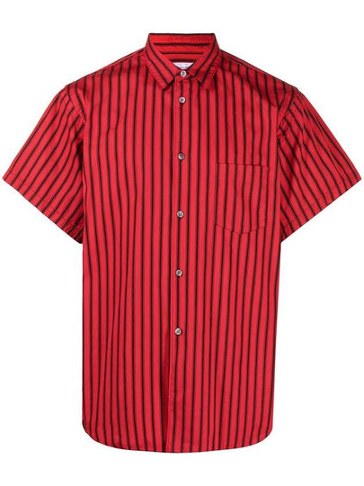 Striped Short Sleeve Shirt Black Red - COMME DES GARCONS - BALAAN 2