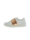 Rockstud Untitled Calfskin Low Top Sneakers White Rose Gold - VALENTINO - BALAAN 1