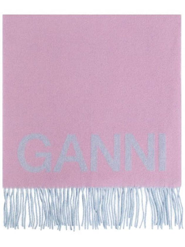 Fringed Wool Scarf  Lilac Chiffon - GANNI - BALAAN 1