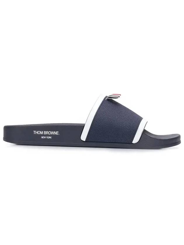 Rubber Full Slide Slippers Navy - THOM BROWNE - BALAAN.