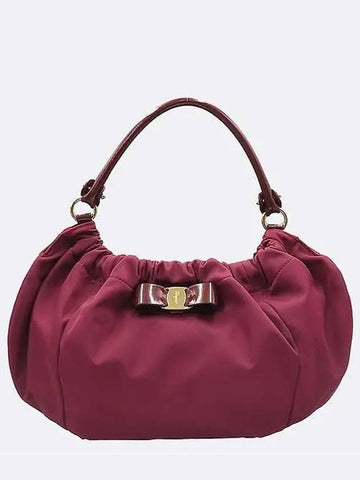 Ferragamo 21 C786 Wine Color Fabric Patent Leather Handle Tote Bag - SALVATORE FERRAGAMO - BALAAN 1