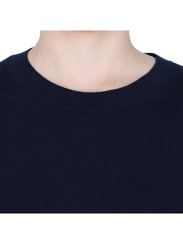 crewneck merino wool knit top blue - AMI - 6