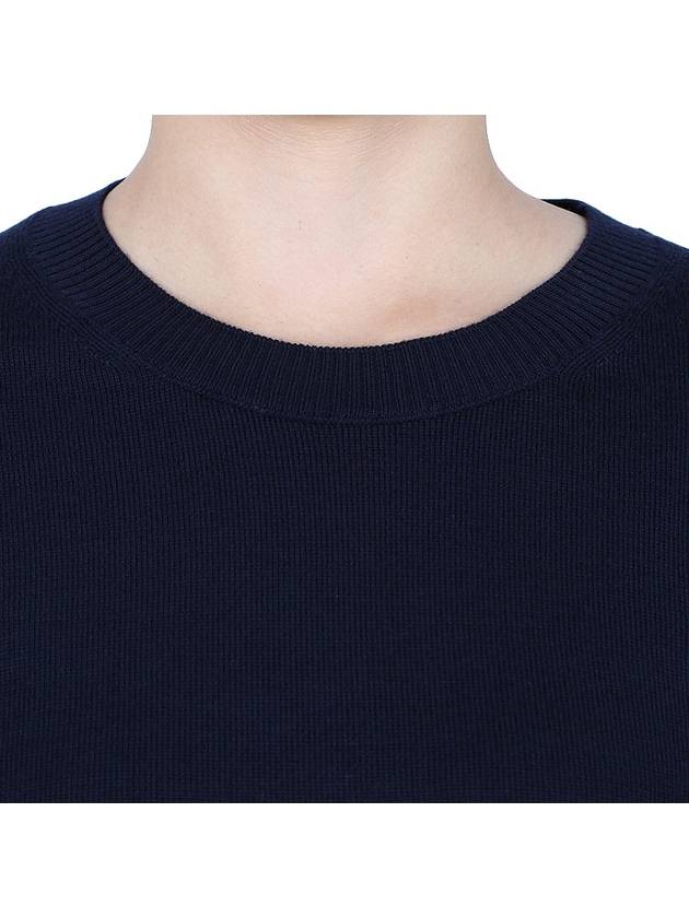 Heart Logo Crew Neck Merino Wool Knit Top Blue - AMI - BALAAN 6