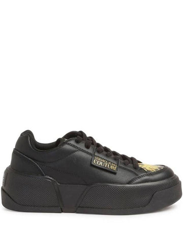 Jeans Couture Logo Low Top Sneakers Black - VERSACE - BALAAN 1